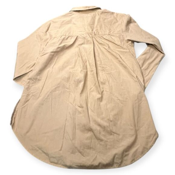 By ANTHROPOLOGIE Women’s Tan Button-Side Cotton Tunic Blouse Long Sleeve Size Me - Picture 6 of 11